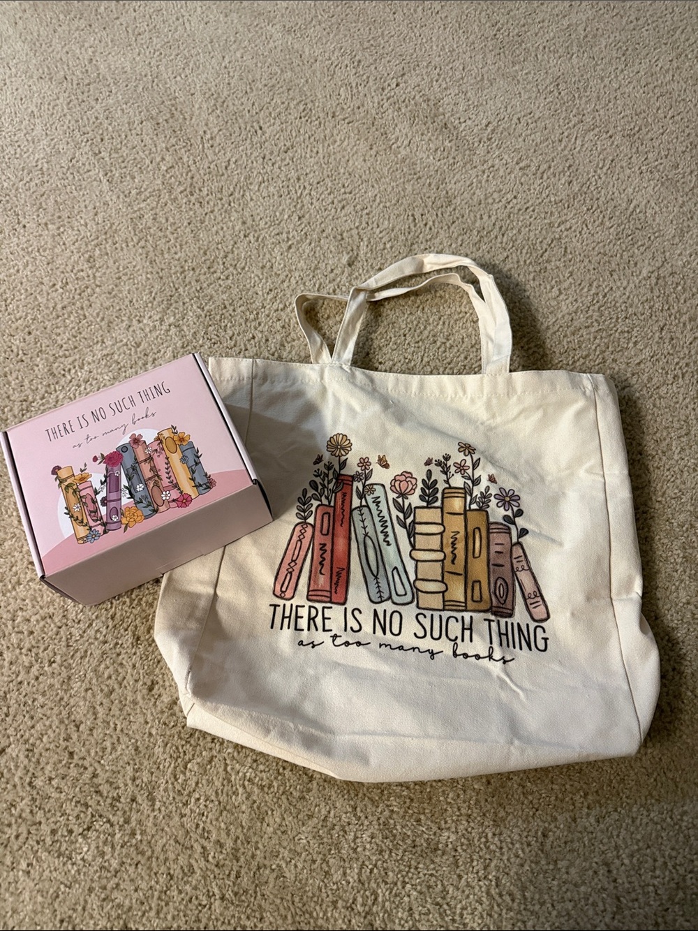 Canvas Book Tote Bag in Cream with Illustrated Books plus reading kit